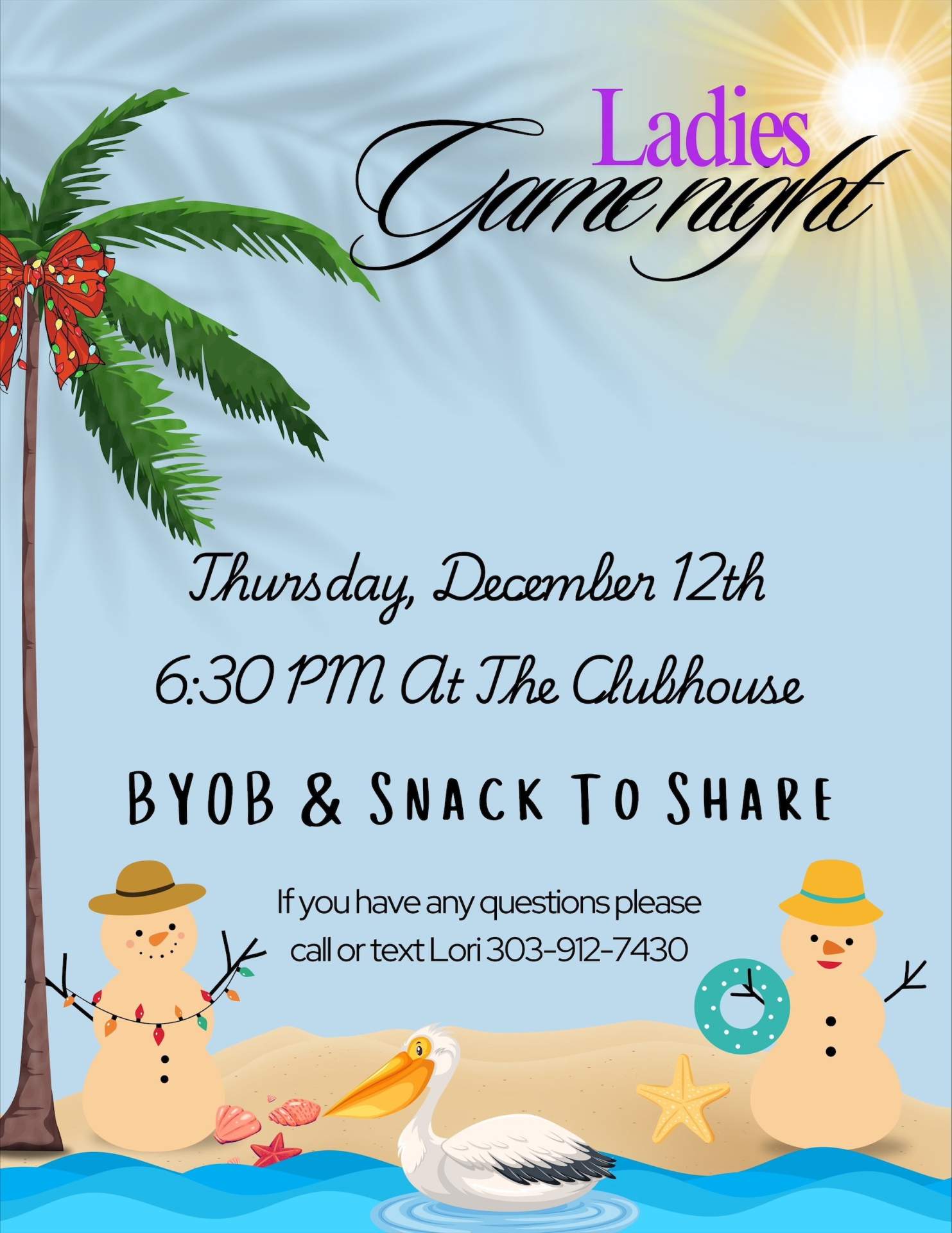 Ladies Game Night Tuesday, December 12th