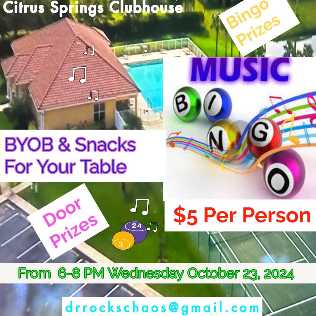 Music BINGO October 23,2024, 6-8 PM